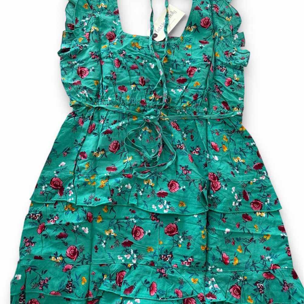Floral Green Ruffle Top - Picture 2 of 3